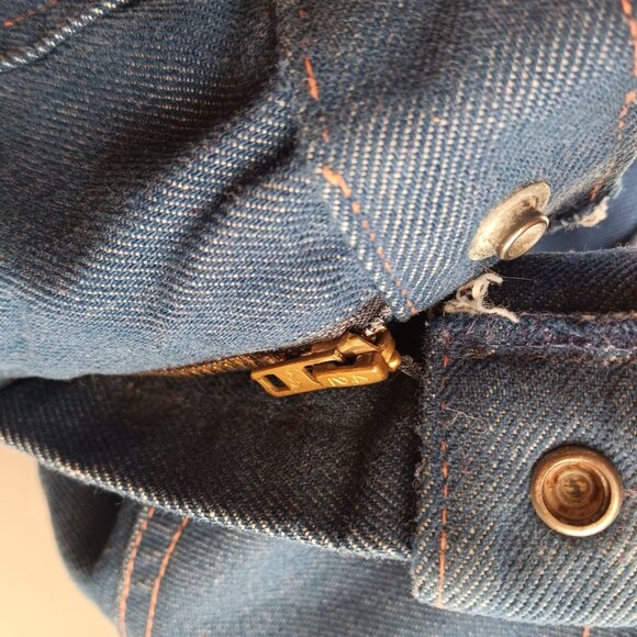 18x19 Vintage Super Denim Kids Blue Jeans 70's Flared Legs & Contrast Stitching - Picture 9 of 9